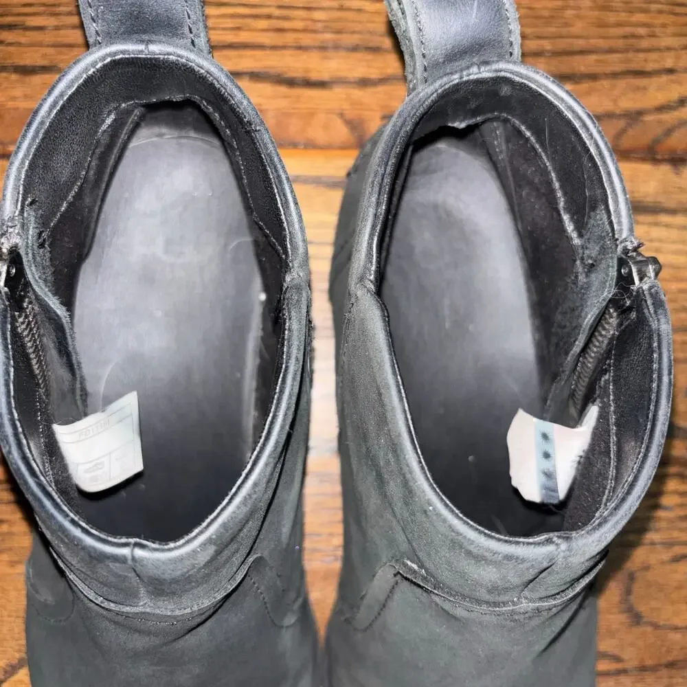 UGG Black Leather Ankle Boots Side Zip Casual Comfort Size 9